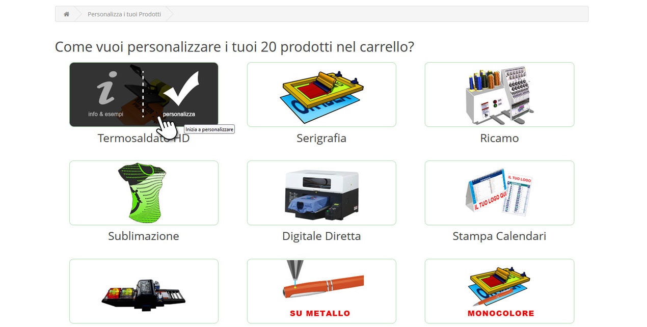personalizza carrello 1